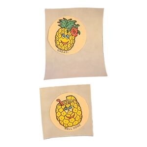 2 Vintage 80s‎ CTP Matte Scratch & Sniff Stickers Pineapple Scent *Restored